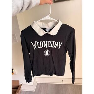 Zara Wednesday Adam's black and white‎ collared ls shirt 11-12